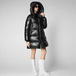 NWT Save the Duck Isabel Shiny 3/4 Heavy Hooded Puffer Coat size Medium